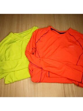 Hind Neon Orange Yellow Long Sleeve Activewear Shirt Bundle Medium